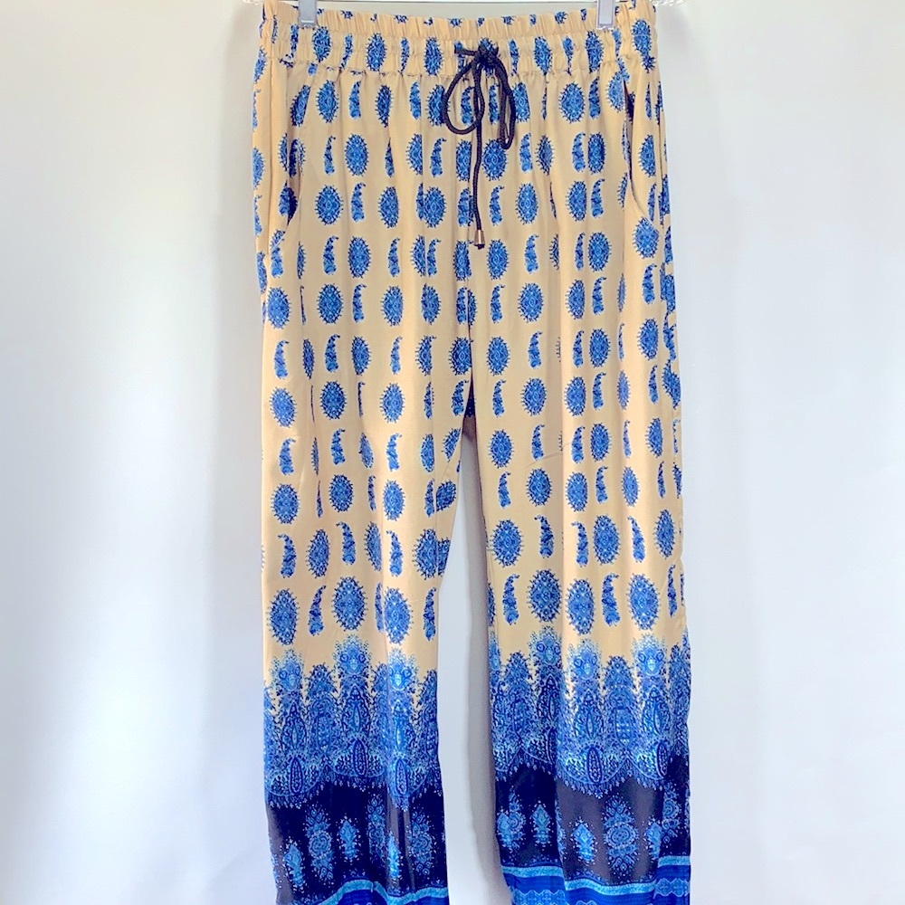 Mix Nouveau New York Summer Boho Women’s Size L Lightweight Y2K Blue Harem Pants